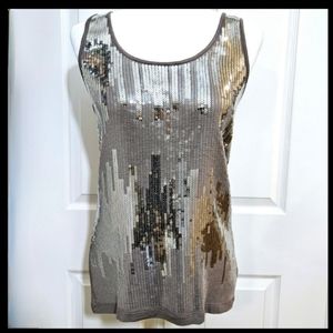 WILLI SMITH Taupe/Silver Sequin Top, Small, Beautiful & Dazzling!
